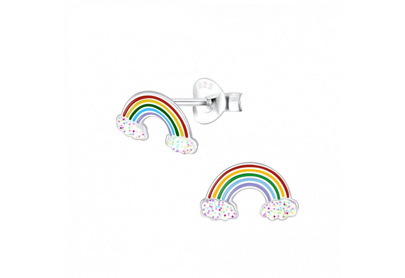 ALEXANDER YORK Paar Ohrstecker REGENBOGEN mit Glitzer, 2-tlg., 925 Sterling Silber