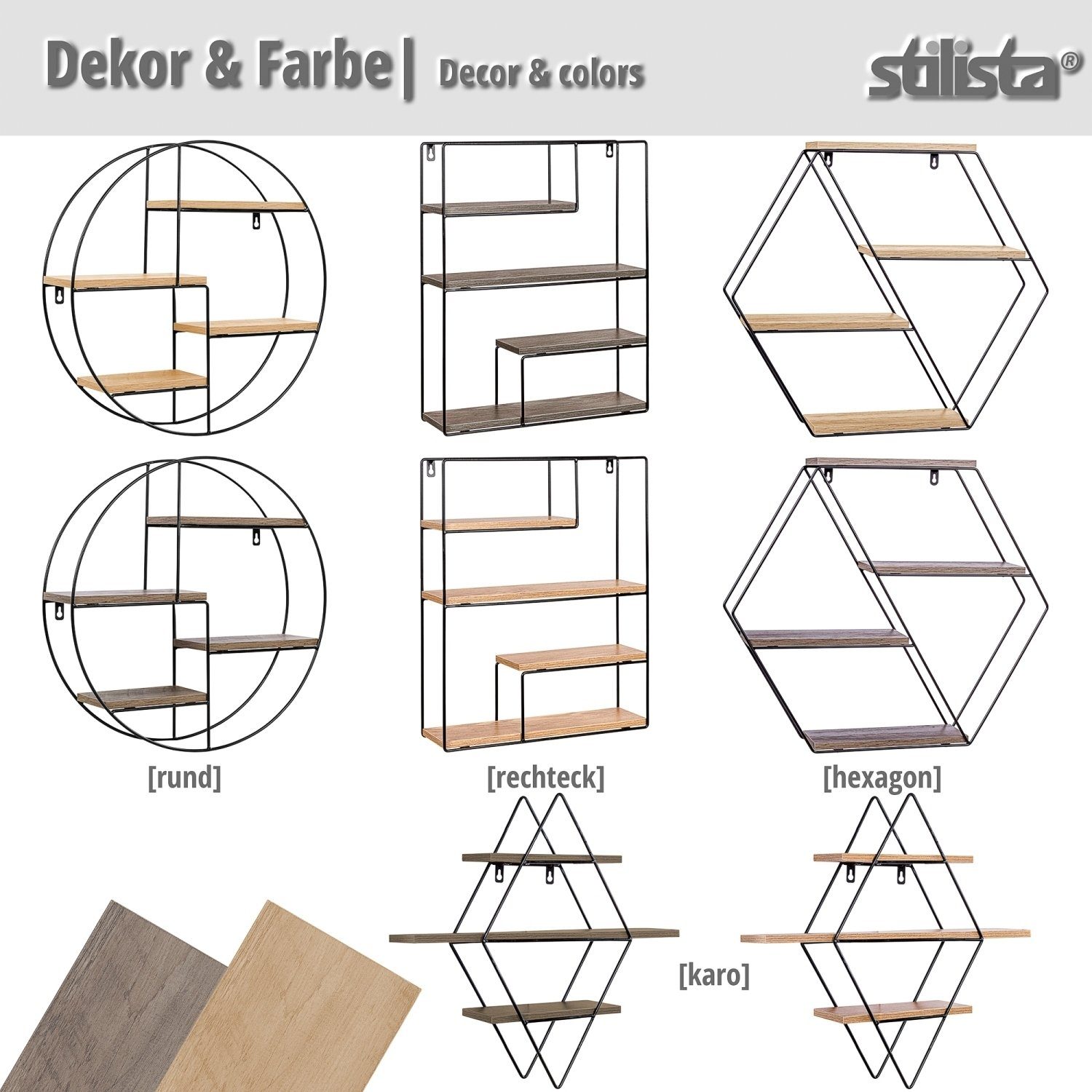 Design Holz Farb- Industriedesign, STILISTA Schweberegal Hängeregal, Holzböden, Regal hell Bücherregal und Modellwahl Wandregal