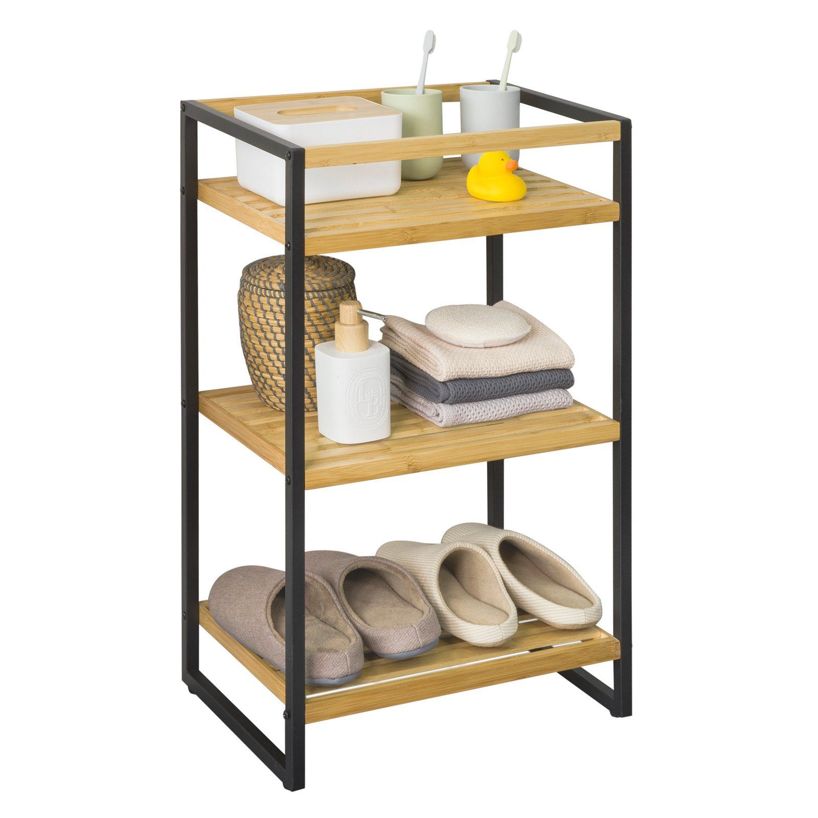 SoBuy Standregal STR05, Aufbewahrungsregal Badregal Küchenregal mit 4 Ablagen Allzweckregal. € 44,95