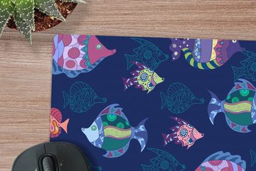 MuchoWow Gaming Mauspad Fische - Muster - Aquarium - Regenbogen - Kind (1-St), Mousepad mit Rutschfester Unterseite, Gaming, 40x40 cm, XXL, Großes