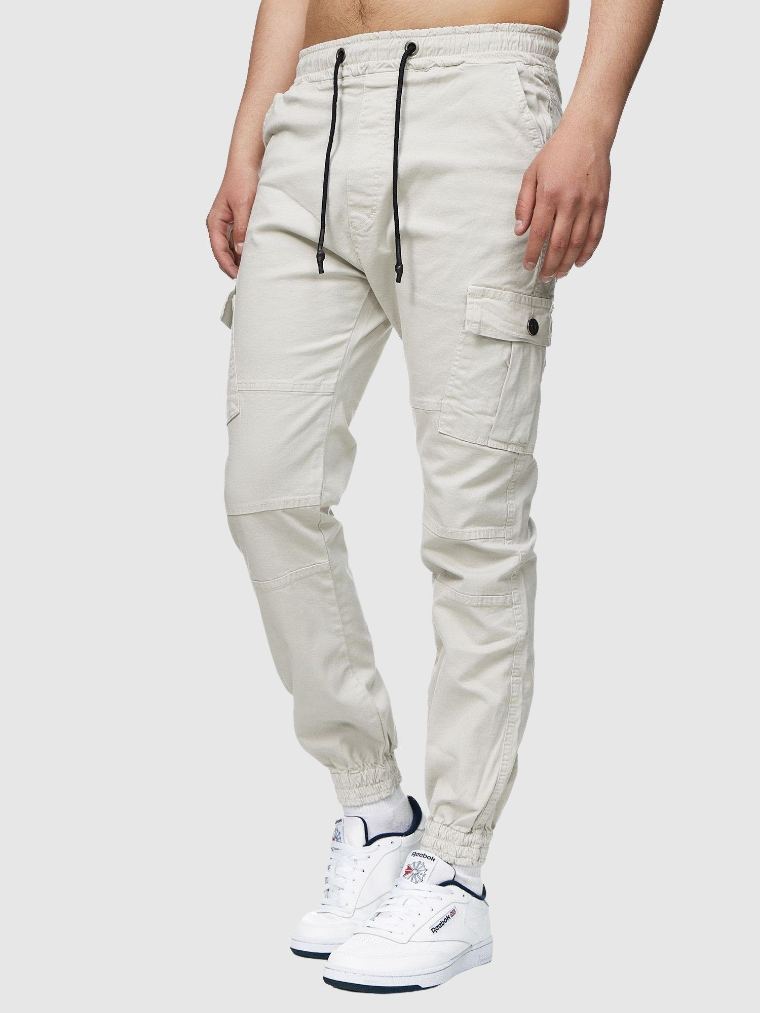 John Kayna Cargojeans Herren Herrenhose Chino Utility Stoff Cargo Casual Cargohose Business 1-tlg) Jeans (Chino Freizeit Slim Fit Männer Streetwear, Hose Grau