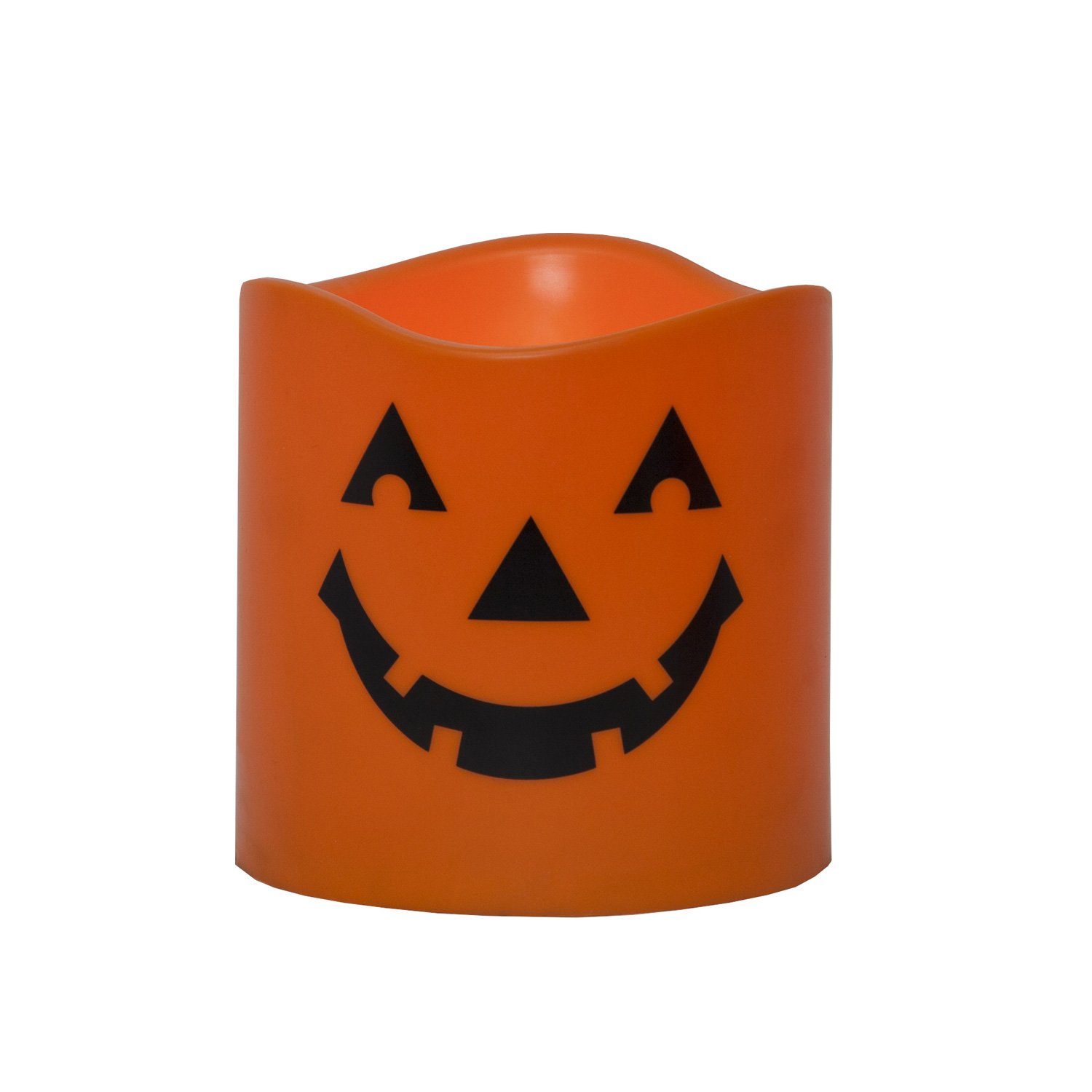 STAR TRADING LED-Kerze Halloween Gruselkerze gelbe LED D: 15cm H: 15cm Batteriebetrieb orange