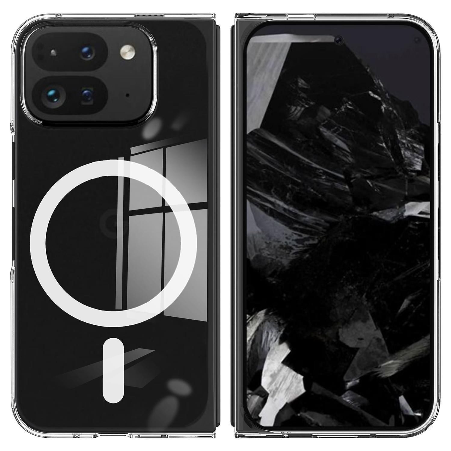 Wigento Handyhülle Für Google Pixel 10 Pro Fold Kunststoff MagSafe Hülle Case Transparent, Transparente PC MagSafe Hülle mit starker Magnetkraft