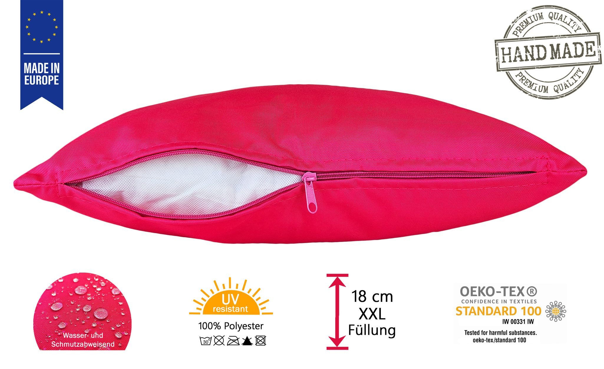 JACK Dekokissen 60x60cm Outdoor Lounge Kissen inkl. XXL Füllung, starke Füllung, strapazierfähig, wasserabweisend, In- und Outdoor