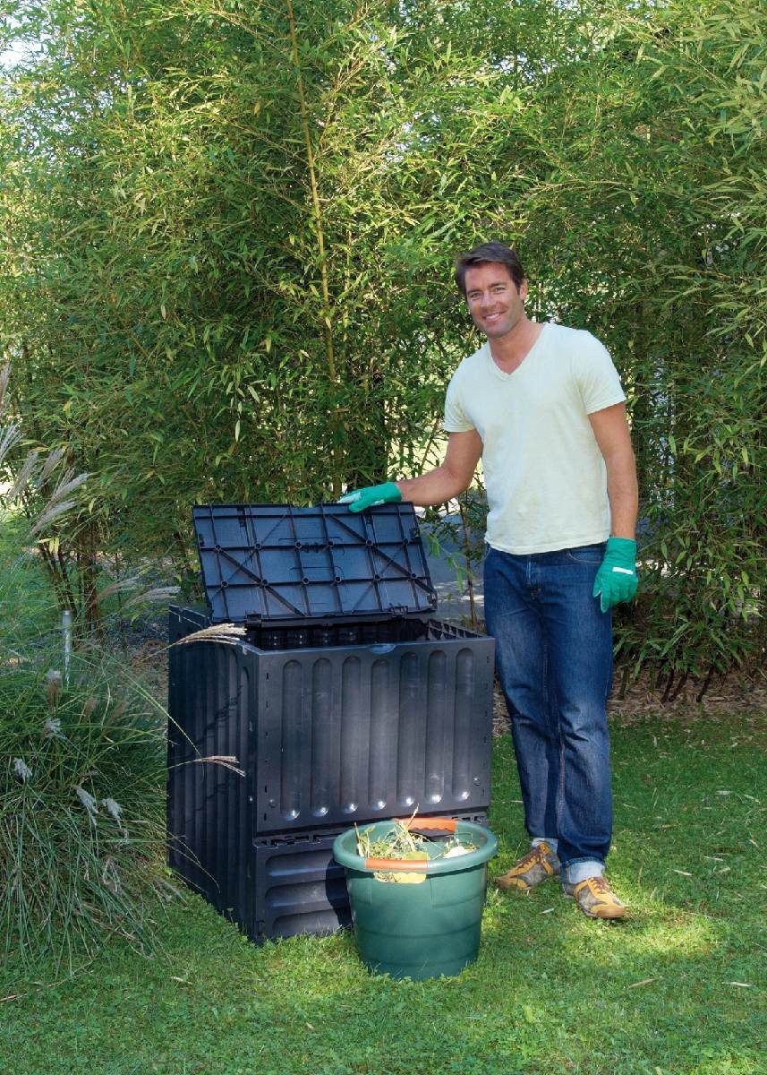 GARANTIA Schnellkomposter ECO-KING Komposter Garten anthrazit 600 L Schnellkomposter Kunststoff, 600 l, Recyclingkunststoff, 600 l Fassungsvermögen, zwei Einfüllklappen