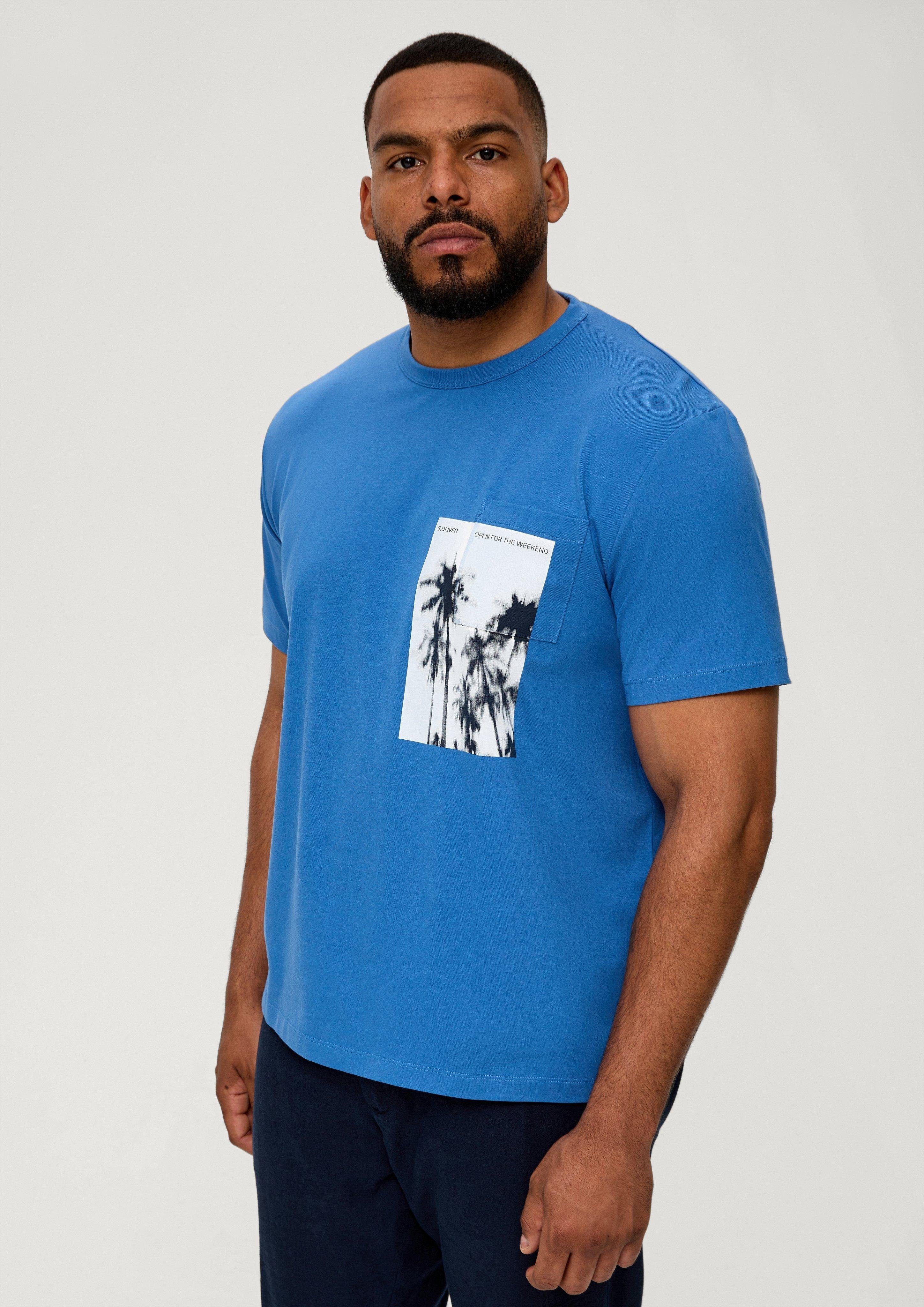 blau Baumwollstretch Kurzarmshirt aus T-Shirt s.Oliver
