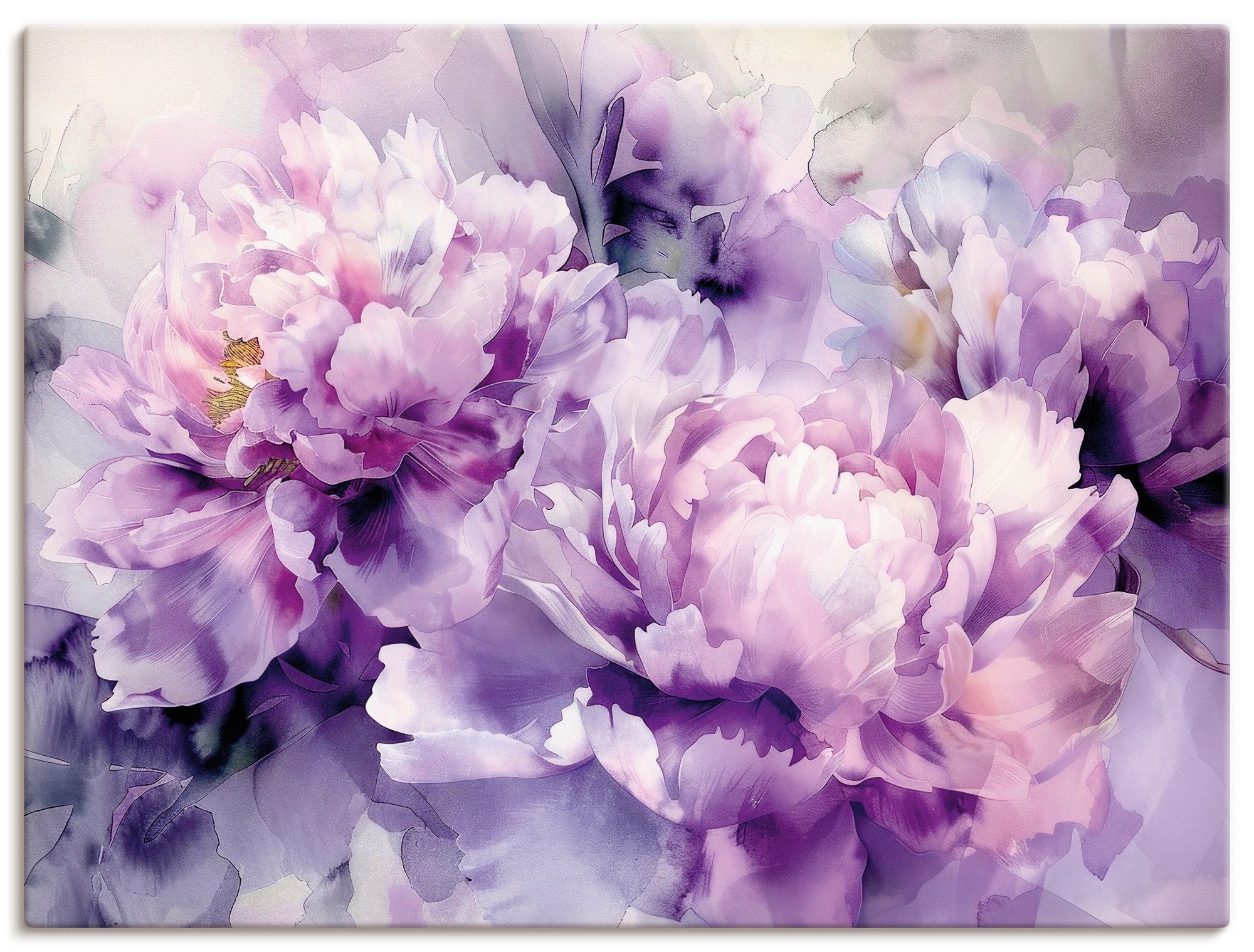 Artland Wandbild Lila Farbene Pfingstrosen Aquarell, Blumenbilder (1 St), als Alubild, Leinwandbild, Poster, Wandaufkleber in verschied. Größen
