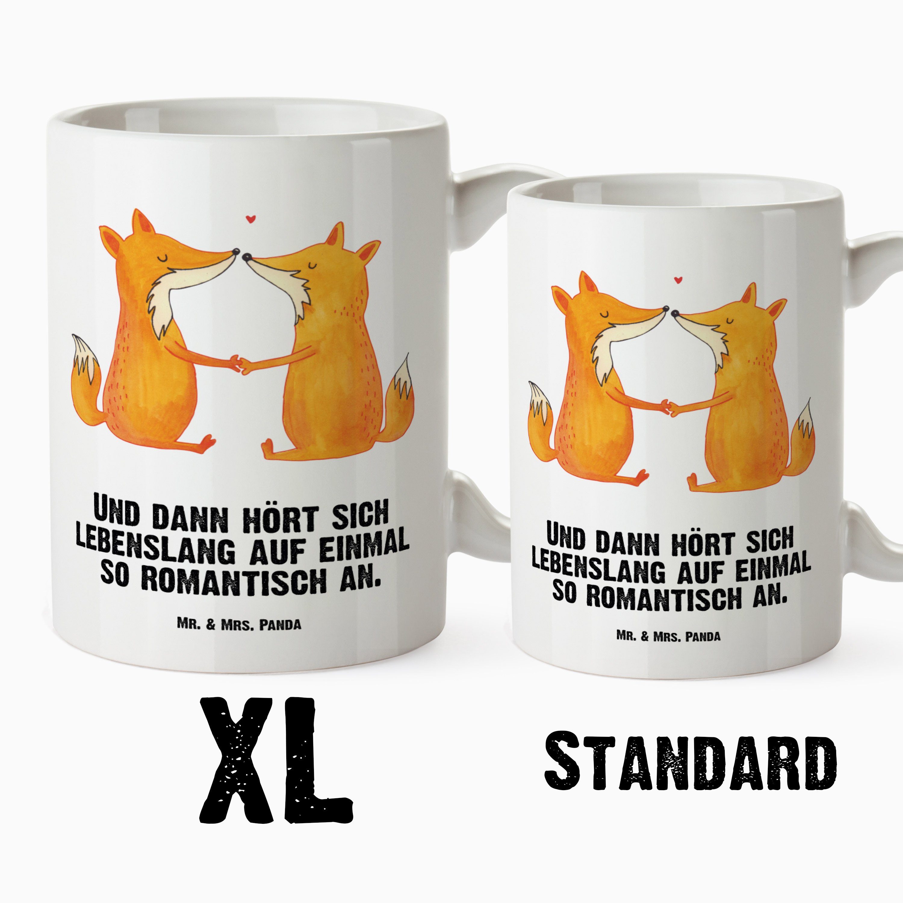 Geschenk, Mr. - Jumbo & Panda XL - spülmaschinenfest, Fox, Tasse, Keramik Mrs. Füchse Liebe Tasse Weiß Tasse