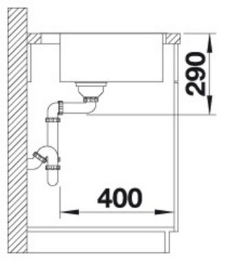 Blanco Edelstahlspüle ANDANO 400-IF/A, eckig, 50/44 cm, (1 St), zum wechselseitigen Einbau geeignet