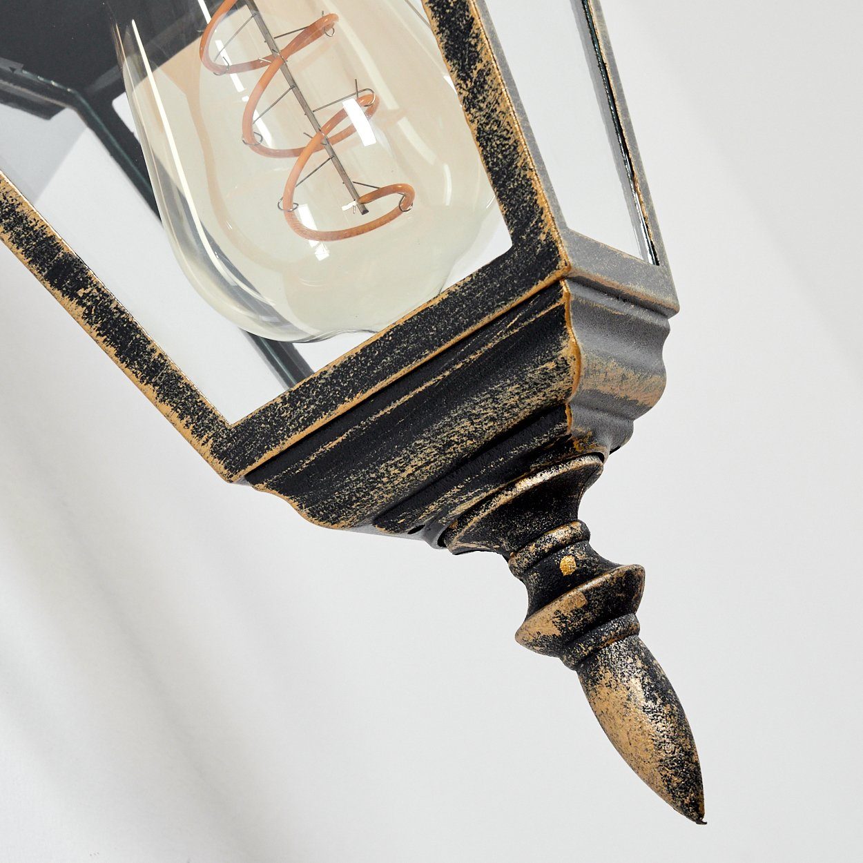 Wandlampe Look IP44 Leuchtmittel, im Außenleuchte ohne E27, aus hofstein in Metall/Glas Außen-Wandleuchte Braun-Gold/Klar, in antikem abwärts Landhaus-Stil, für Terrasse, klassischen