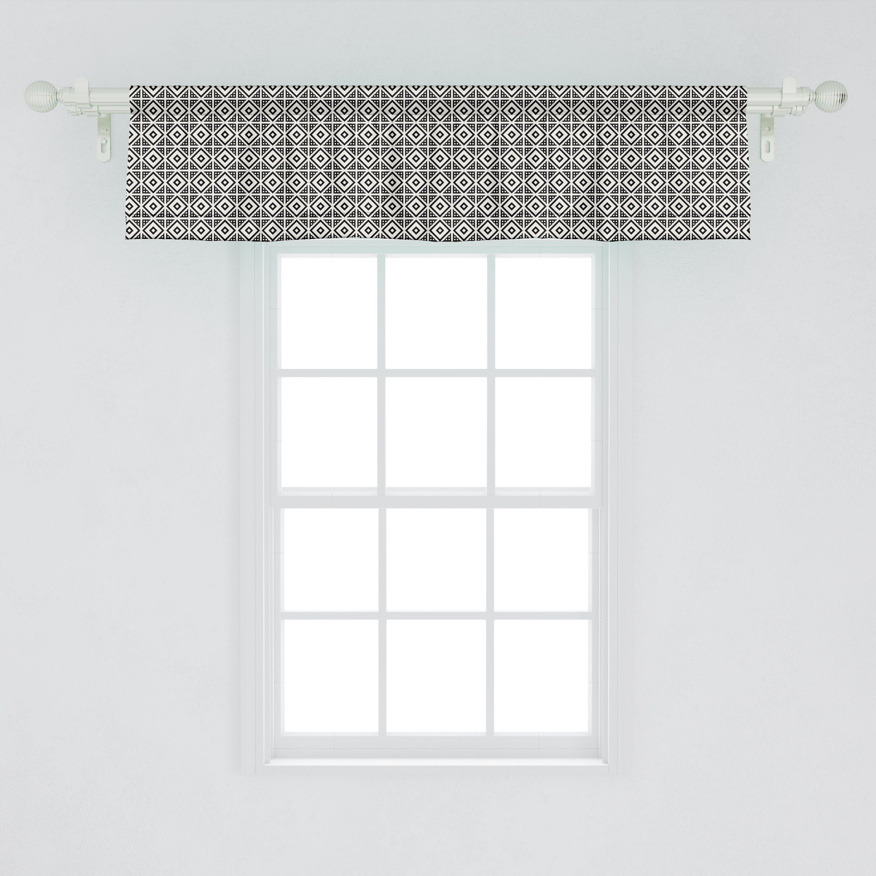 Volant Zier Microfaser, Vorhang Stangentasche, Küche Dekor Abakuhaus, Konzept Rhombus Schlafzimmer für mit Scheibengardine Abstrakt