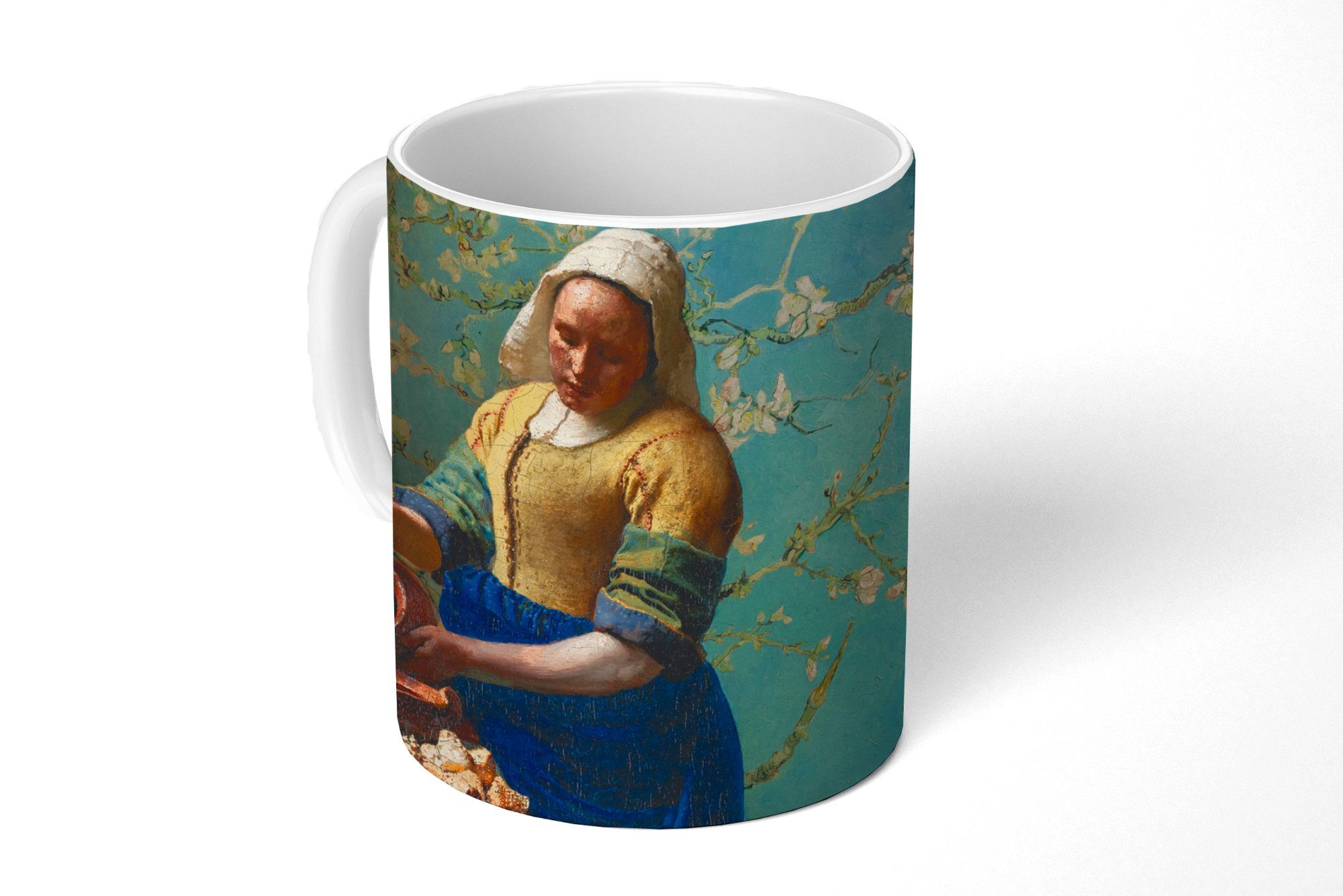 MuchoWow Tasse Milchmädchen - Mandelblüte - Van Gogh - Vermeer - Gemälde - Alte Meist, 1-tlg., Keramik, Kaffeetassen, Teetasse, Becher, Kaffeebecher, Geschenk