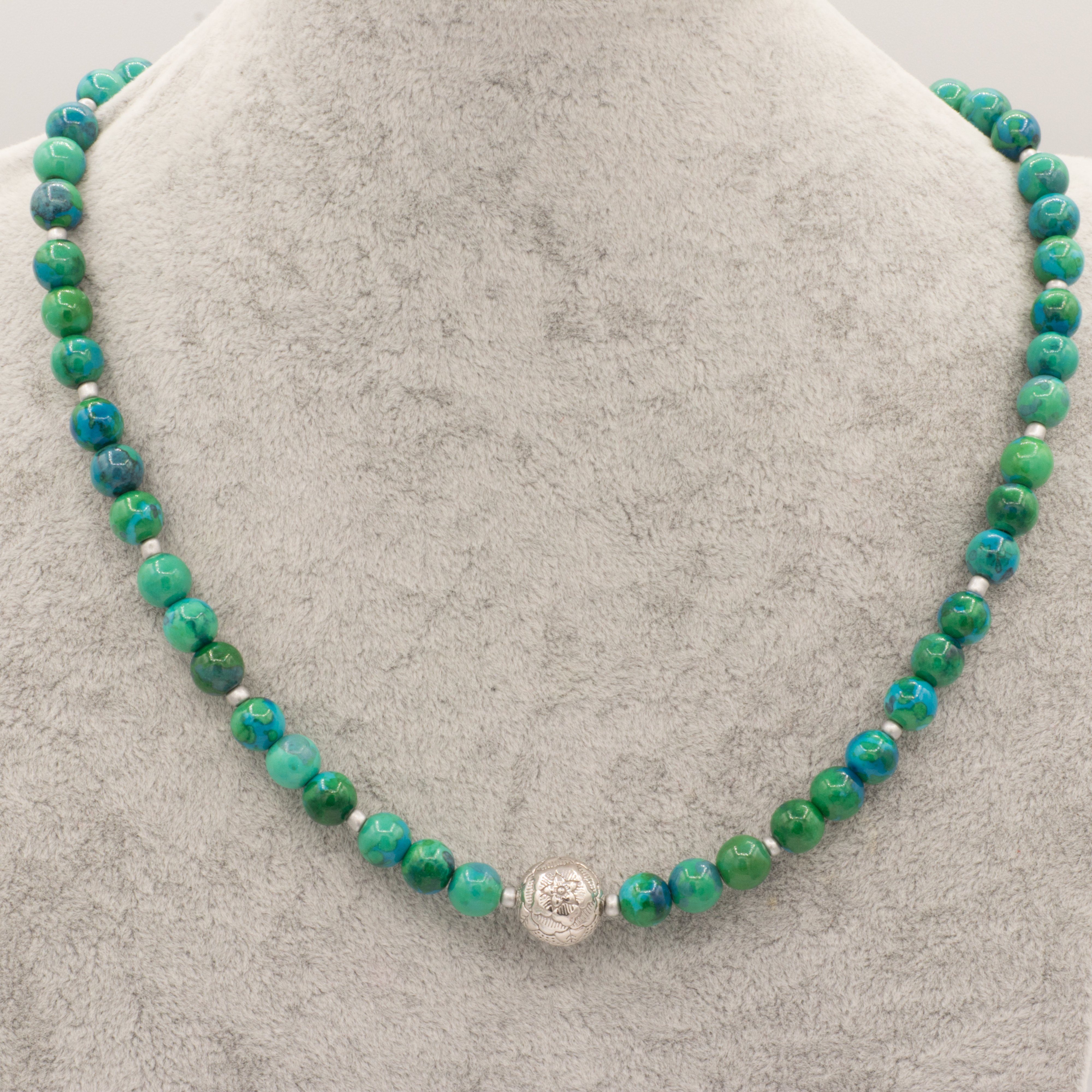 Perlenkette Kette mit Chrysokoll Perlen und günstig online kaufen