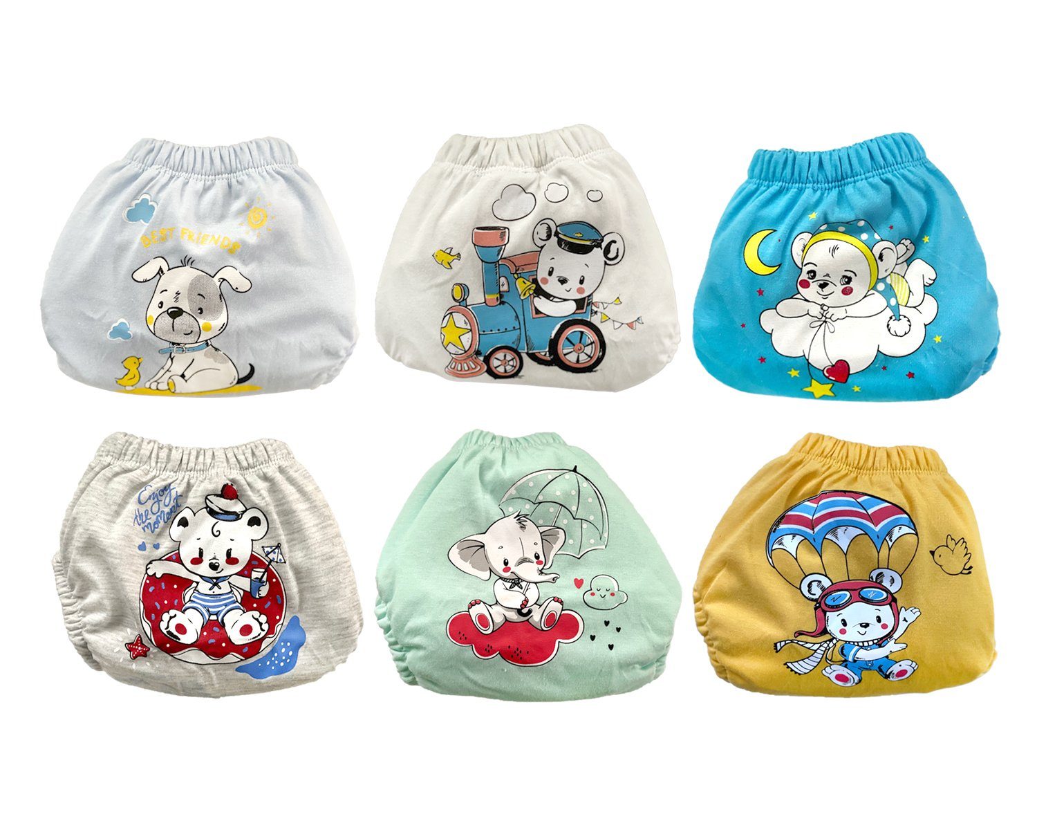 6er Unterwäsc Trainerhosen Just2little Wasserdicht Baby Stoffwindeln Pack (110) Lernwindel BEAR