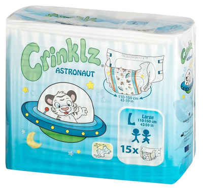 Crinklz Windeln Crinklz Astronaut - L (110-150 cm) (15-St., Windeln mit Folie und Astronauten Motiven)