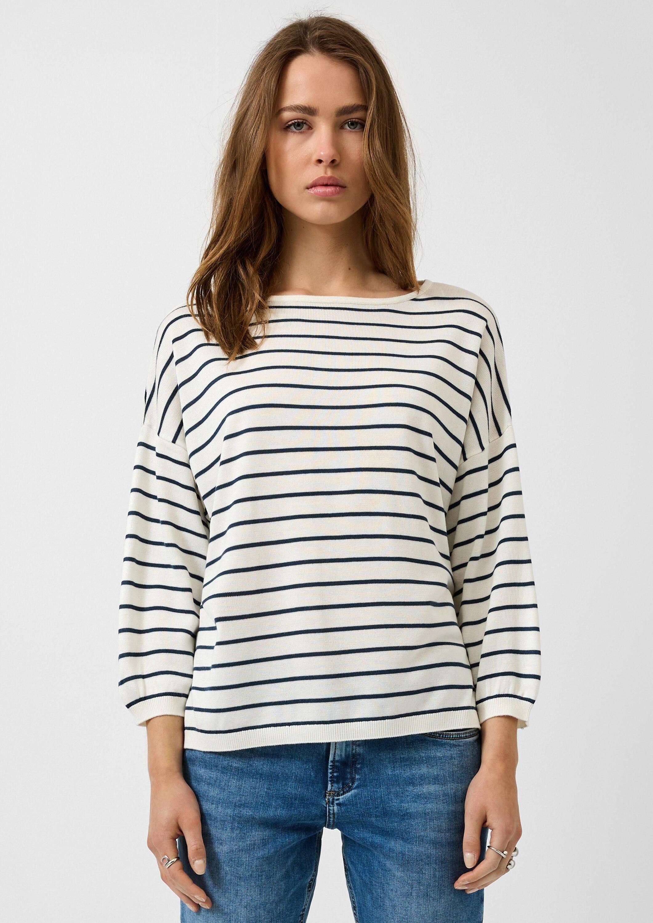 QS 3/4 Arm-Pullover Strickpullover Leichter Strickpullover aus Viskosemix günstig online kaufen