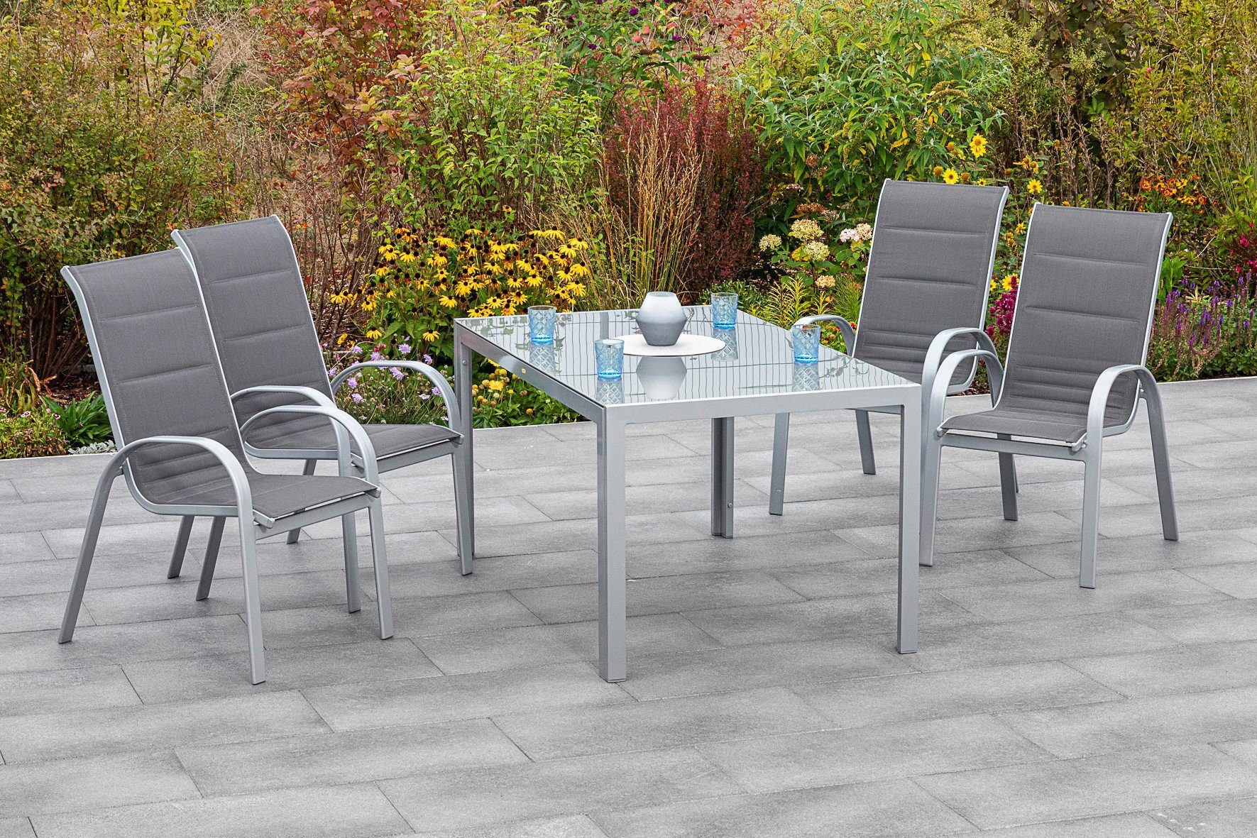 MERXX Garten-Essgruppe Amalfi di lusso, (5-tlg), Alu/Textil