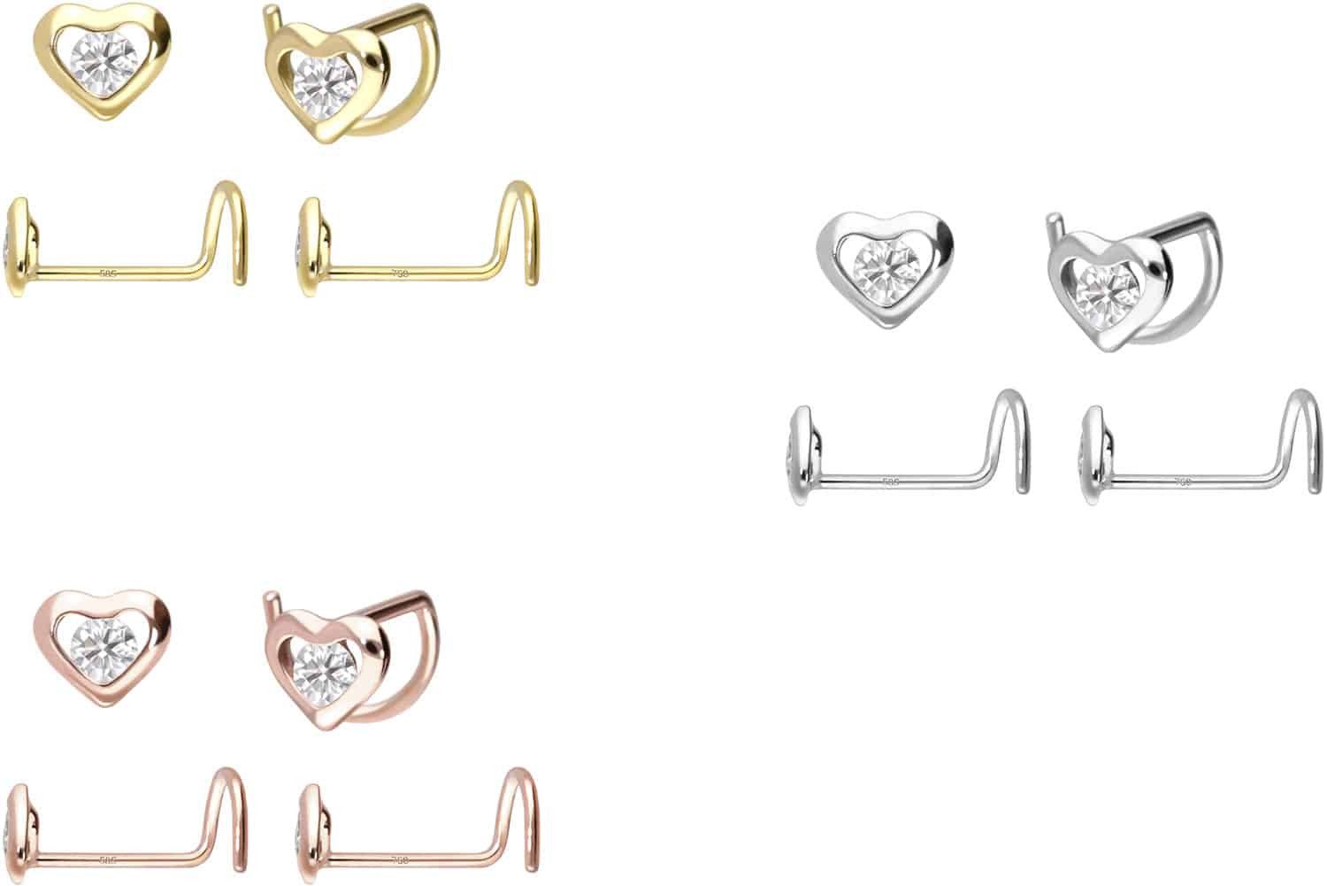 PIERCINGLINE Nasenpiercing 14/18 Karat Gold Nasenstecker Spirale MOISSANIT günstig online kaufen