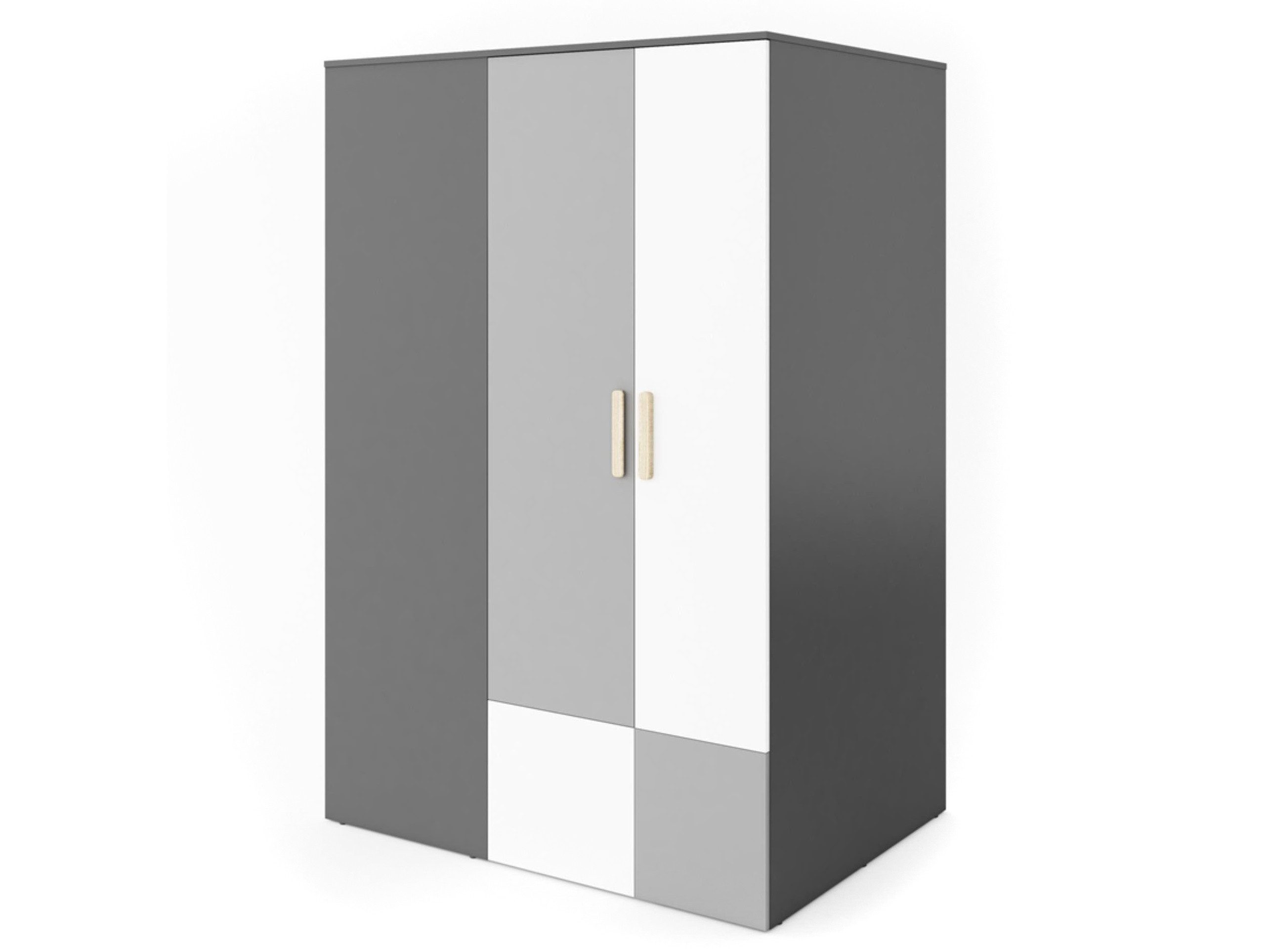 Beautysofa Eckschrank Pok, 2 Kleiderstangen, LED, Garderobeschrank, Corner Schrank (2 Kleiderstangen, LED-Beleuchtung, Einlegeböden, Garderobeschrank mit Spiegel im Inneren, Jugendzimmerschrank, links oder rechts) Corner Schrank mit Drehtüren