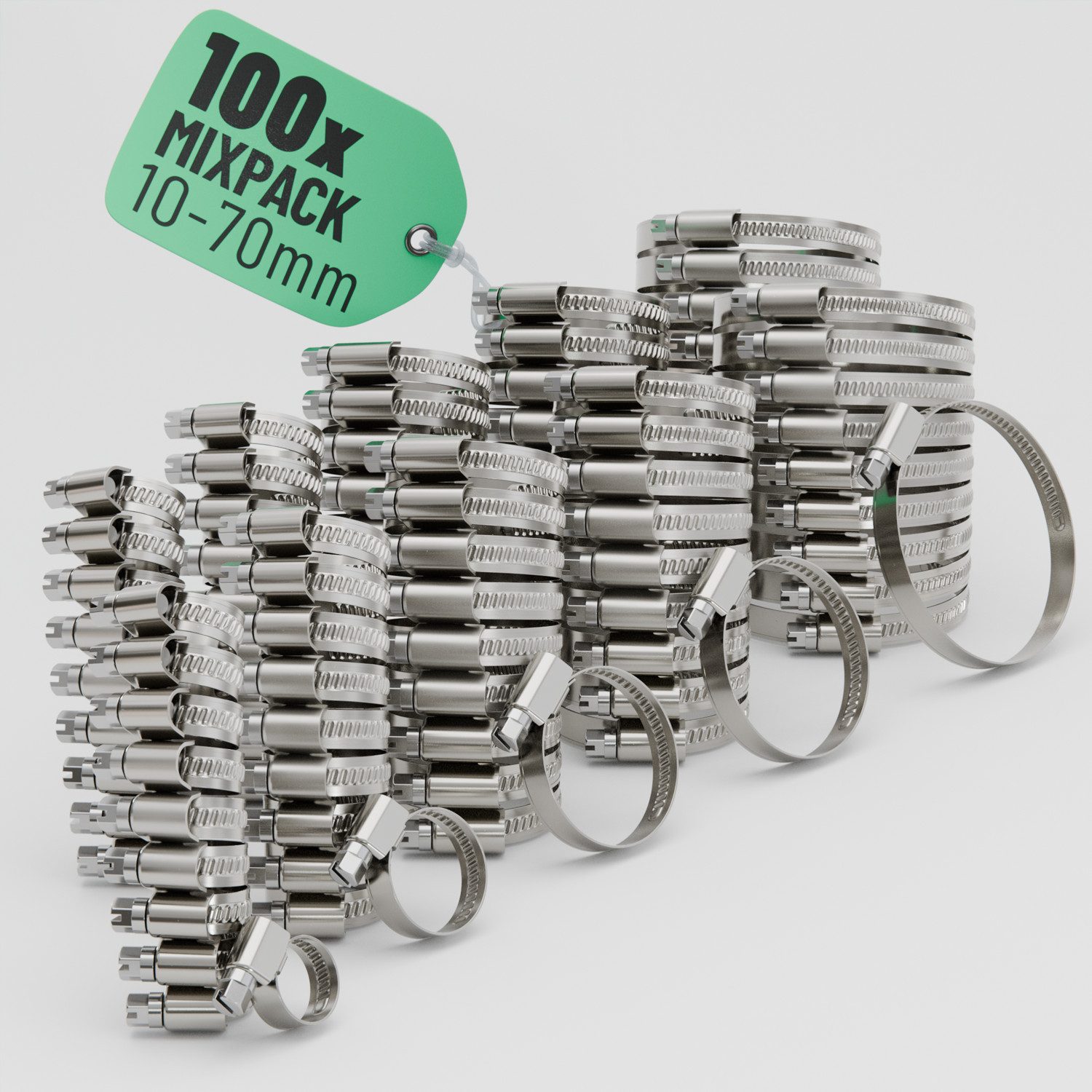 greate. Schlauchschelle 100er Schlauchschellen Set - Einstellbare Schlauchschelle Edelstahl, (100-St)