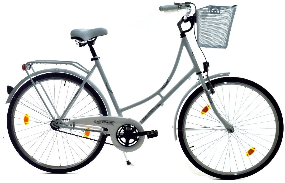 T&Y Trade Cityrad 28 ZOLL DAMEN CITY HOLLAND FAHRRAD BIKE Rad Rücktritt STVO Enur Weiß, 1 Gang, Rücktritt, Gepäckträger, Seitenständer, Korb