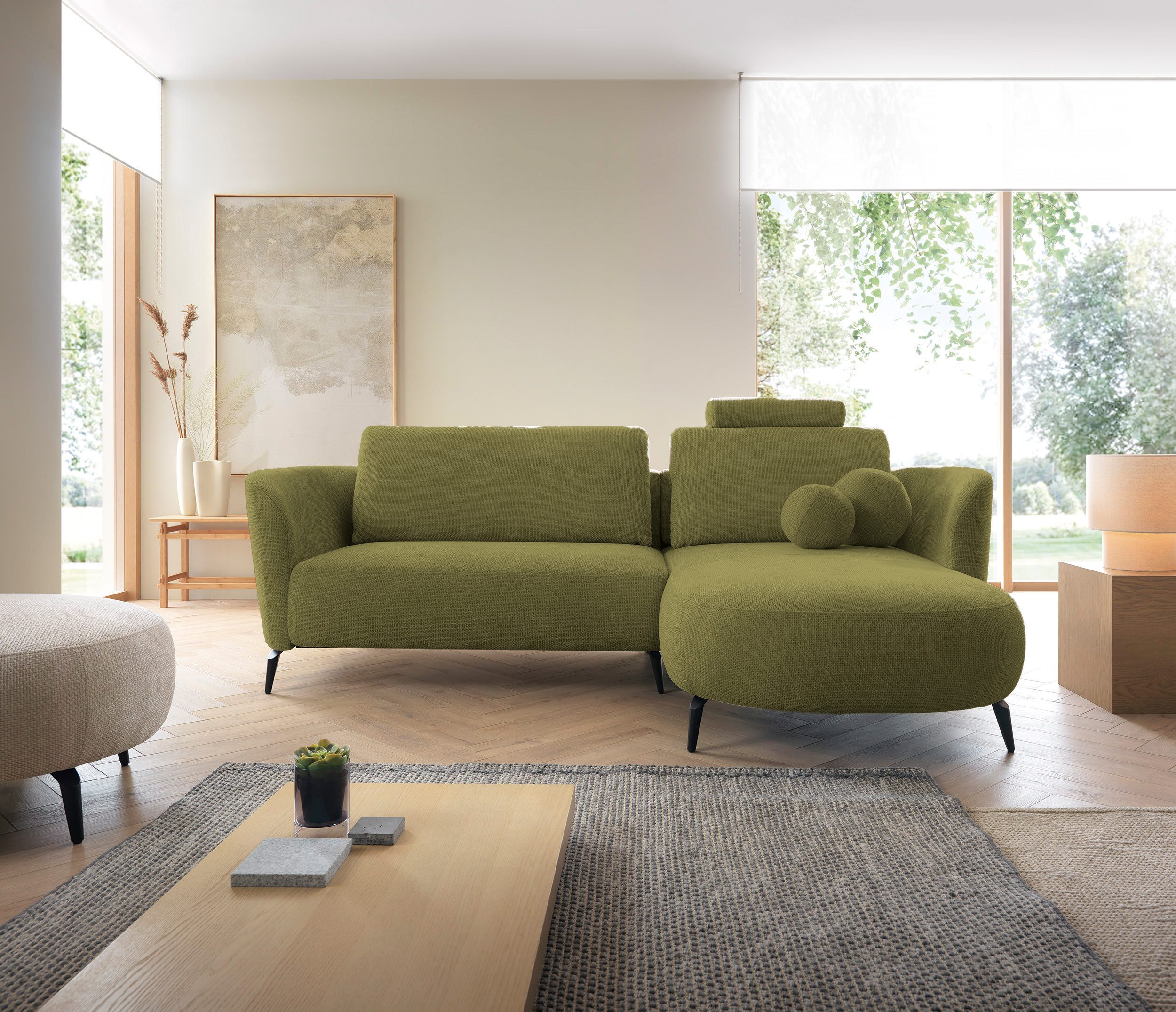 Goldstoff Ecksofa Zenit – L-Form Sofa günstig online kaufen