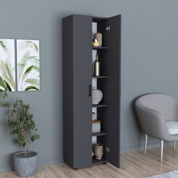 en.casa Beistellschrank »Åsnes« Allzweckschrank 178x49x32cm mit 5 Ablagen Anthrazit