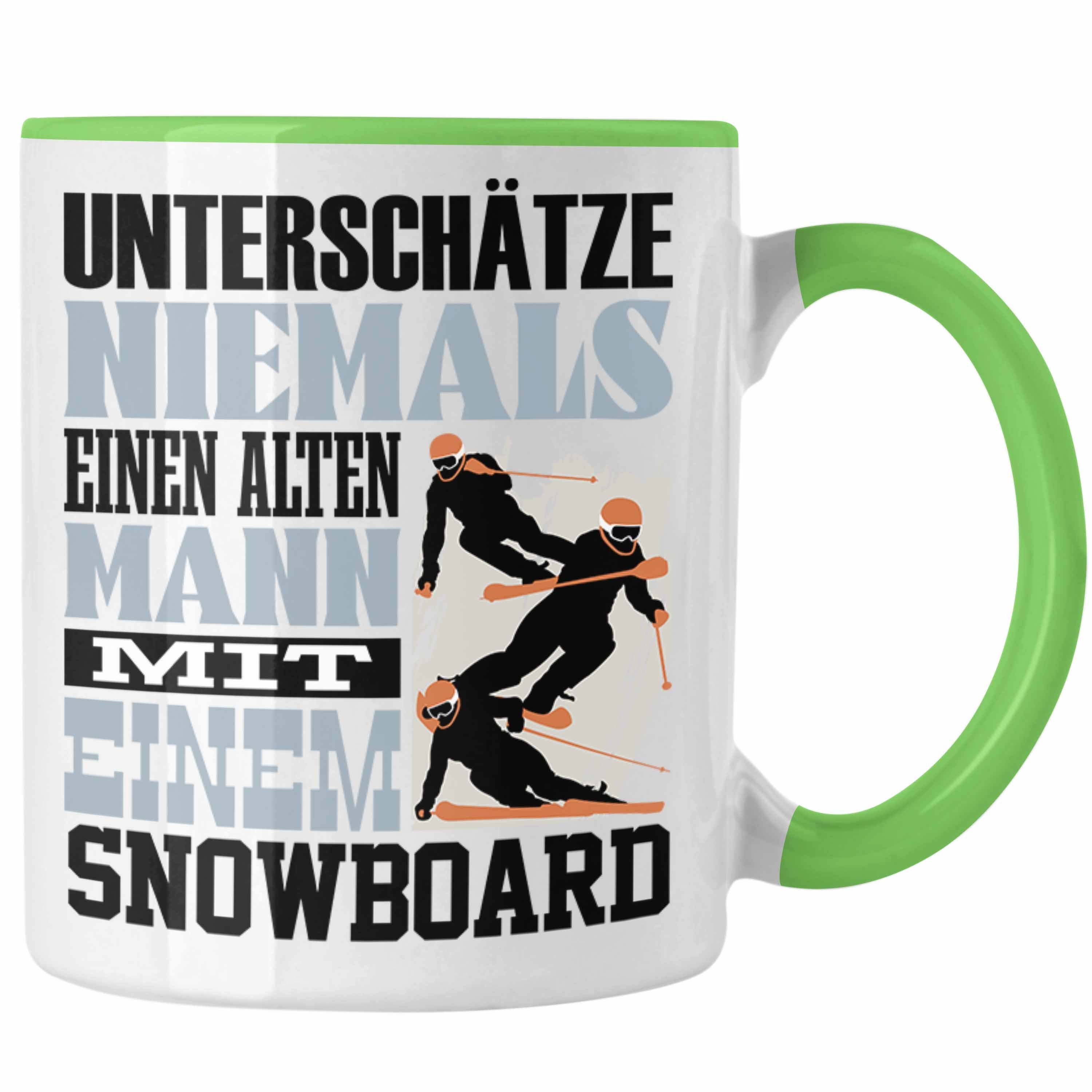 Trendation Tasse Snowboard Tasse Geschenk für Snowboardfahrer Lustiger Spruch Untersch Grün