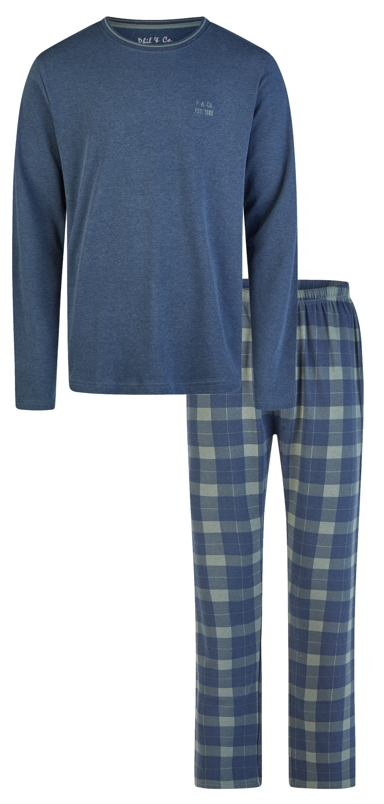 Phil & Co. Schlafanzug Herren pyjama mit Flanell Hose (2 tlg) Modisches Des günstig online kaufen