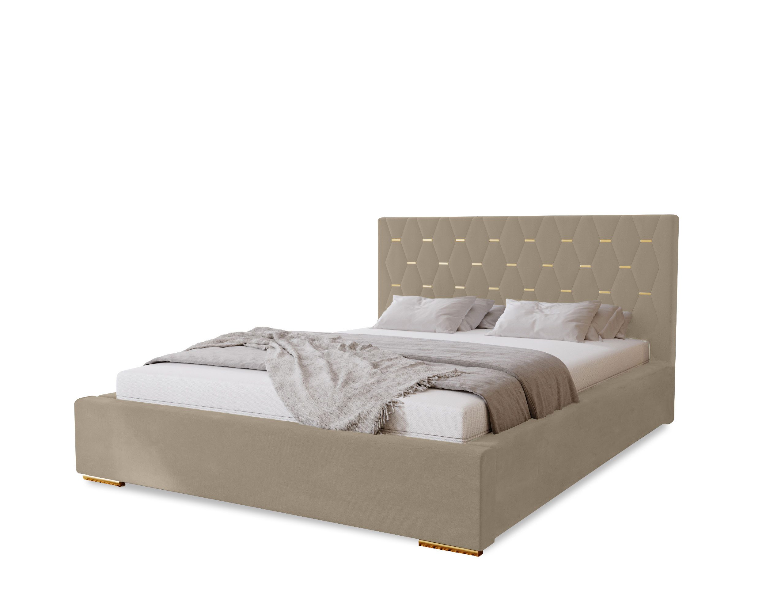 MARPUR Polsterbett GOLDEN (Polsterbett mit Bettkasten und Kopfteil, Lattenrost, Füße, Anleitung)