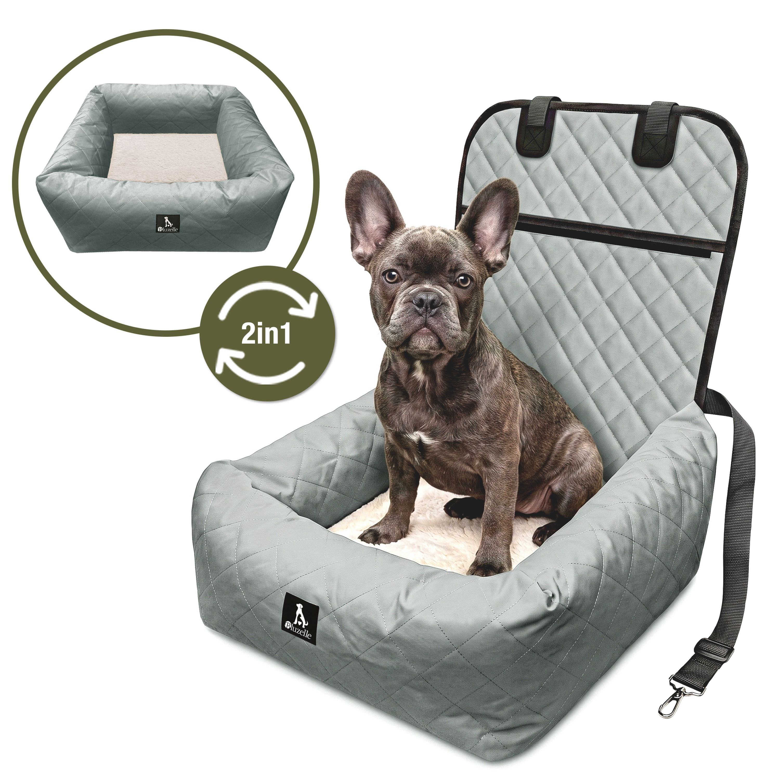 Bluzelle Hunde-Autositz Premium Hunde Autositz, 2-in-1 Hundebett, Haustier Auto Transport-Sitz, Wasserfester Oxford Stoff, Reise Hundesitz für Kleine & Mittlere Hunde / Waschbar Rutschfest