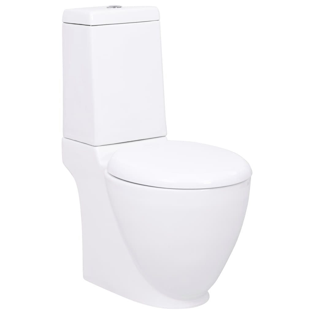 vidaXL Tiefspül-WC Keramik-Toilette Abgang Horizontal Weiß