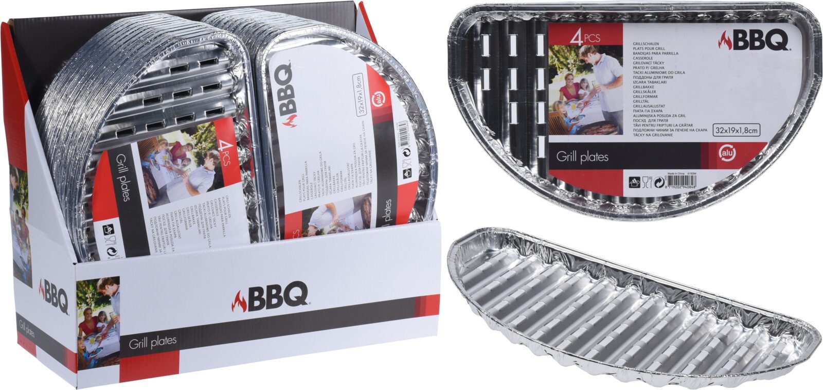 Grillplatte 6 x Aluminium Grillplatte 4er-Set Grillschweine BBQ Outdoor Camping
