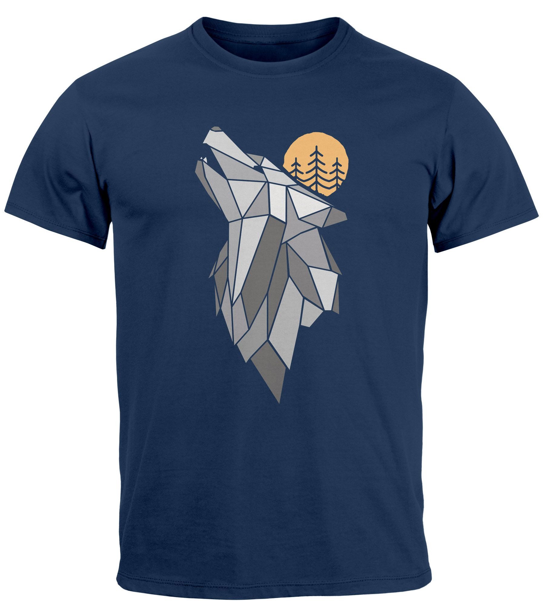 Neverless Print-Shirt Herren T-Shirt Aufdruck Wolf günstig online kaufen