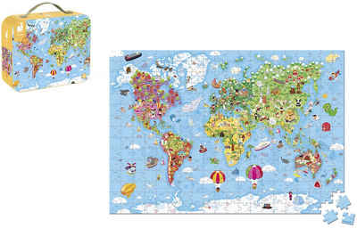 Janod Puzzle Weltkarte, 300 Puzzleteile, FSC®- schützt Wald - weltweit