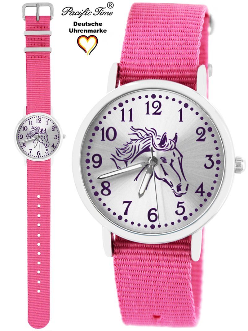 Pacific Time Quarzuhr Kinder Armbanduhr Pferd violett Wechselarmband, Mix und Match Design - Gratis Versand rosa | Quarzuhren