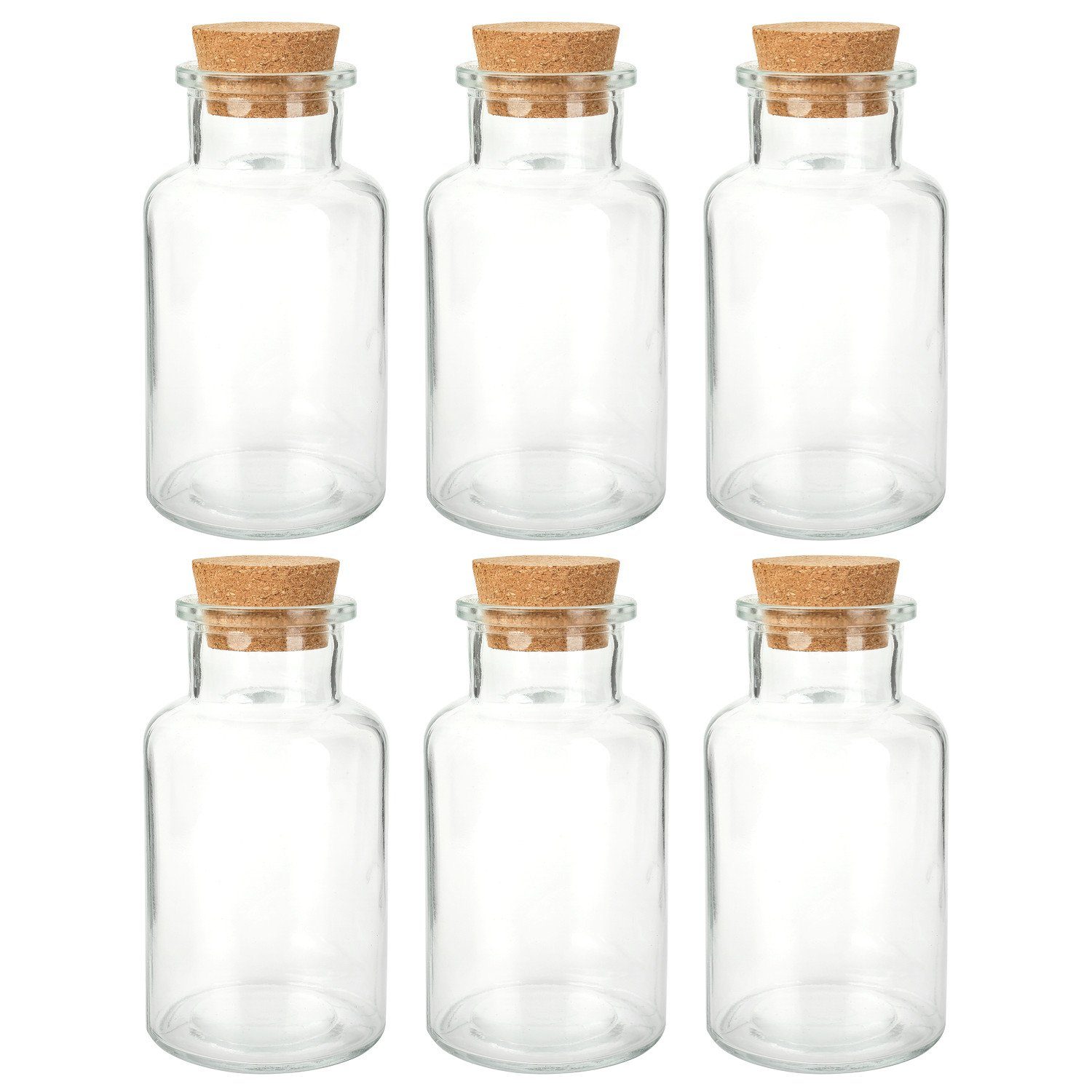 Gewürzbehälter Schramm® Gewürzgläser 300ml rund wählbar 6, 12 oder 24 Stück 14 x 6,8 cm mit Kork Verschluss inkl. Etiketten verschiedene Anzahl wählbar Aufbewahrungsgläser