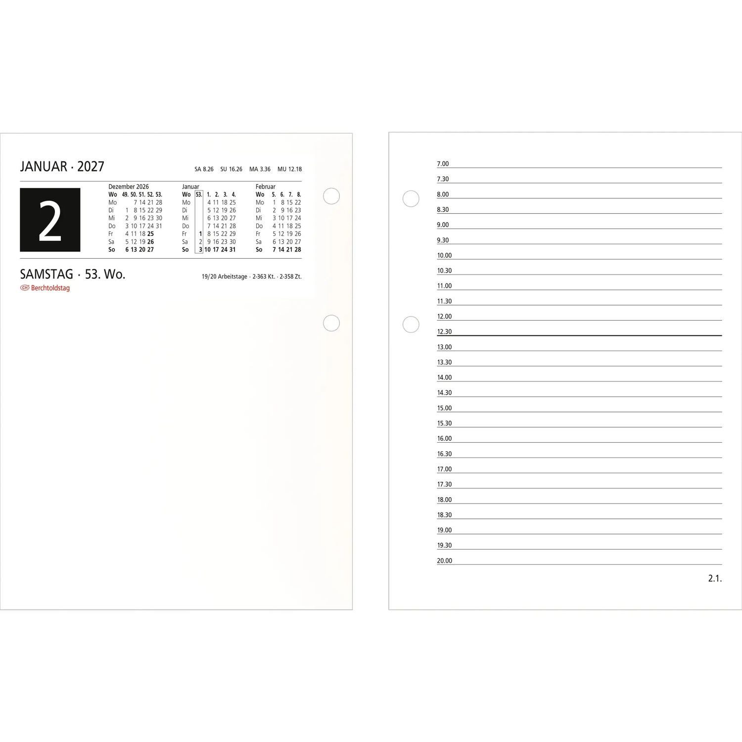 NEUMANN Schreibtischkalender Umlegkalender 1T/2S 10,5x14,2 2027