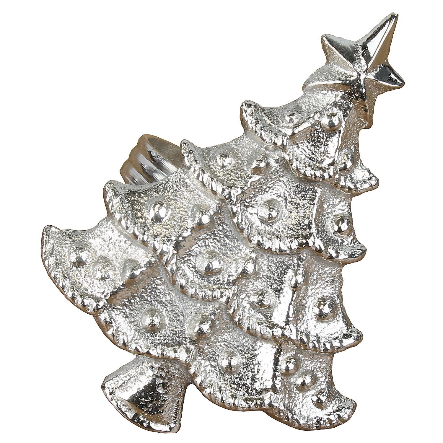 Macosa Home Serviettenring Festliche Tischdekoration Servietten-Halter Christbaum silber, Metall, (6er Set, 6-tlg., Komplett Set, Weihnachtsdeko), Tanne Tischset Tisch-Dekoration Accessoire