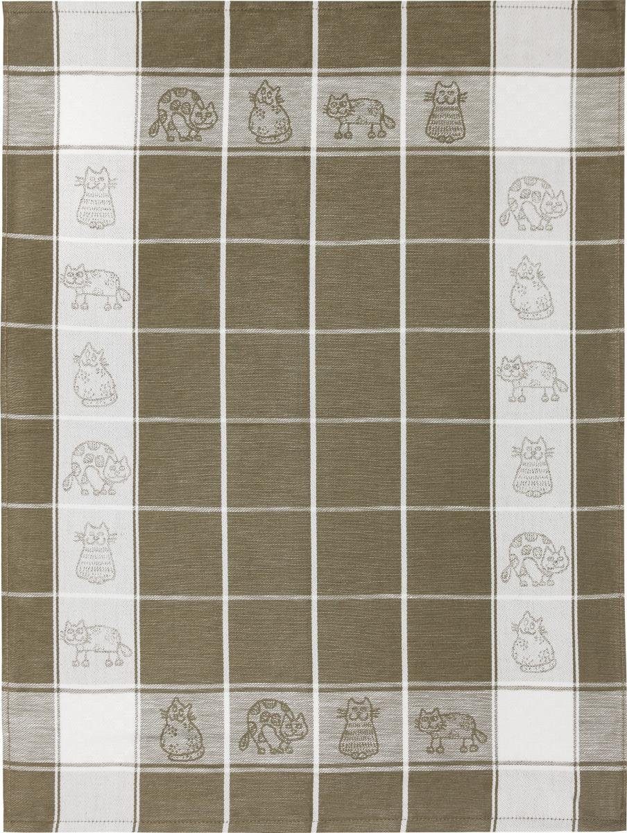 Kracht Geschirrtuch Halbleinen Geschirrtücher Set), (3 ca. Jacquard 50 3er Stück), 70 x Pack cm, 3-tlg., Katzenbordüre, (Set