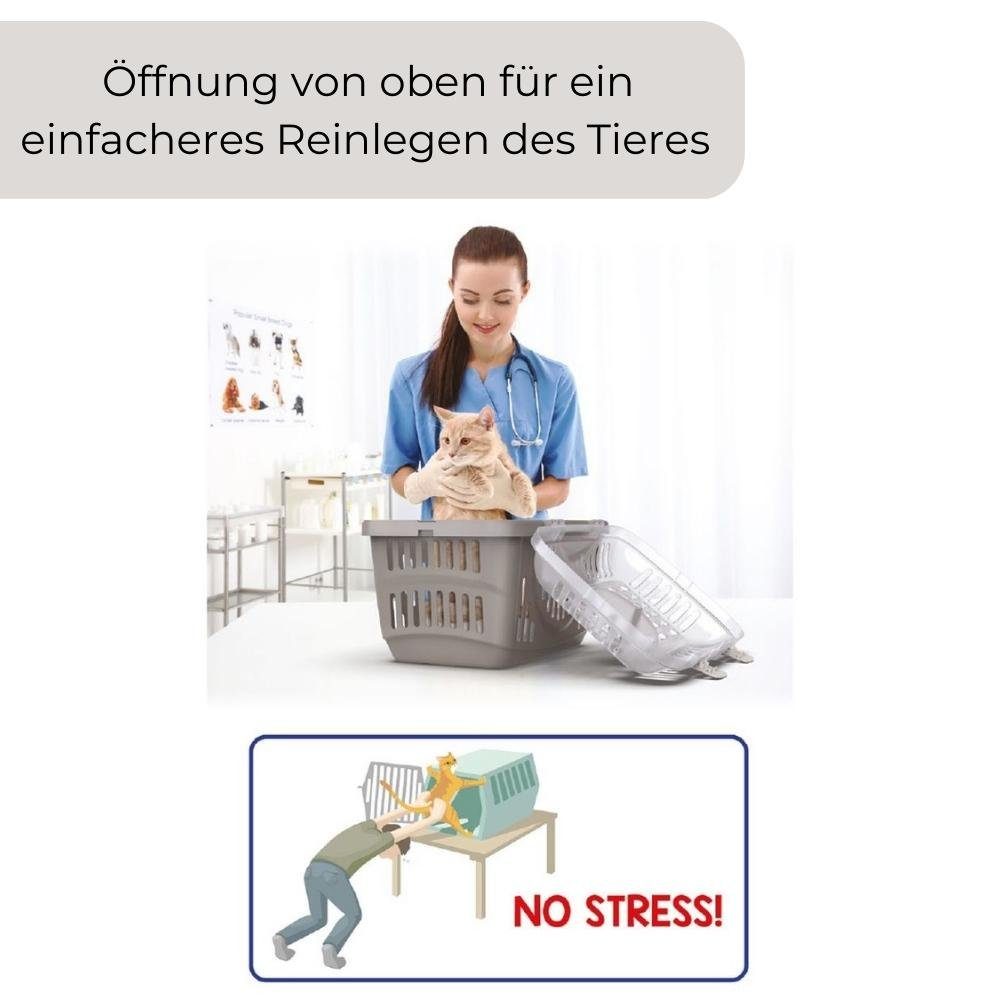 GarPet Tiertransportbox Transportbox Katze Oben Öffnen Stressfrei Hunde Katzen Transport Box