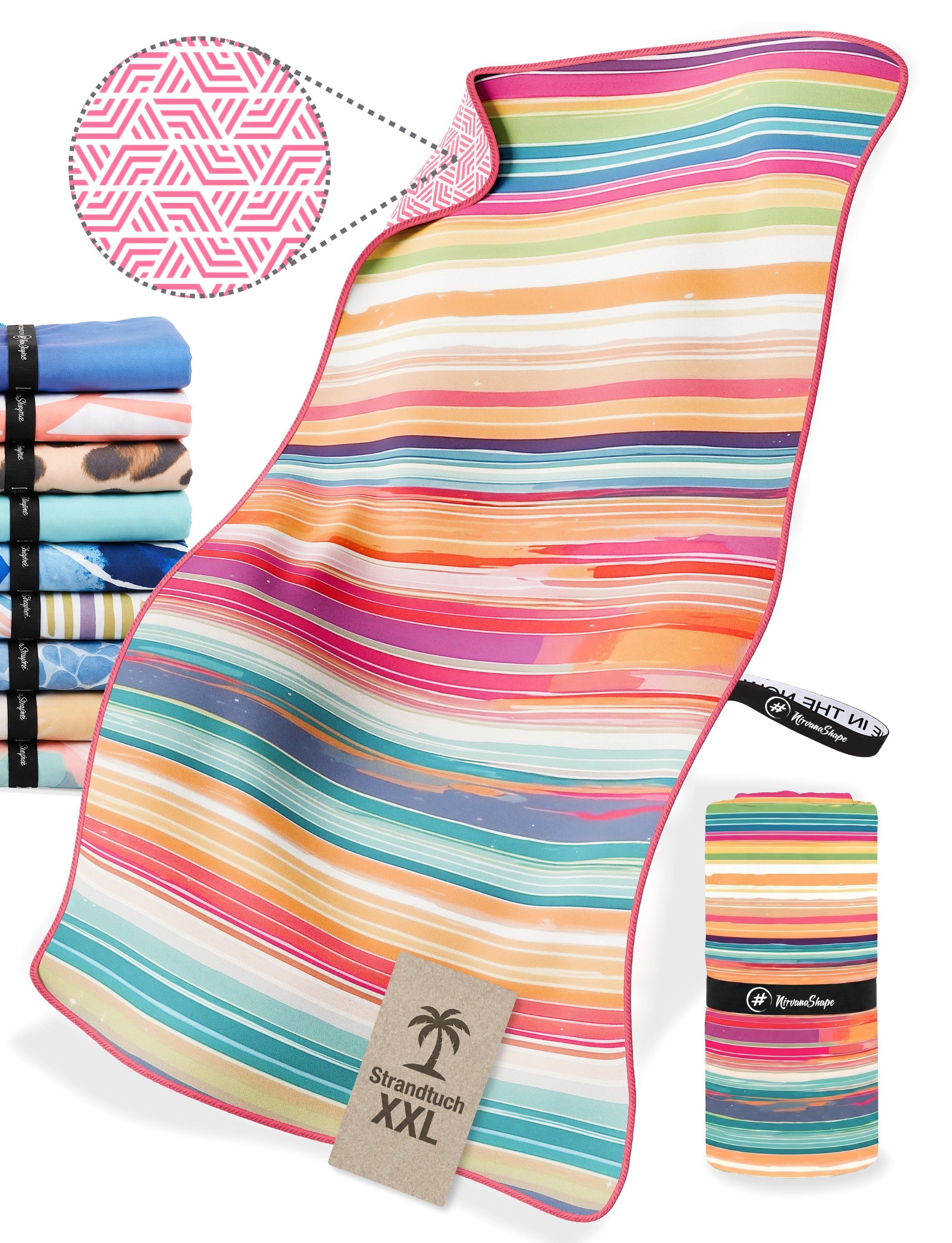 NirvanaShape Strandtuch Reise Handtuch Strandtuch XXL - Strandhandtuch, Mikrofaser Badetuch