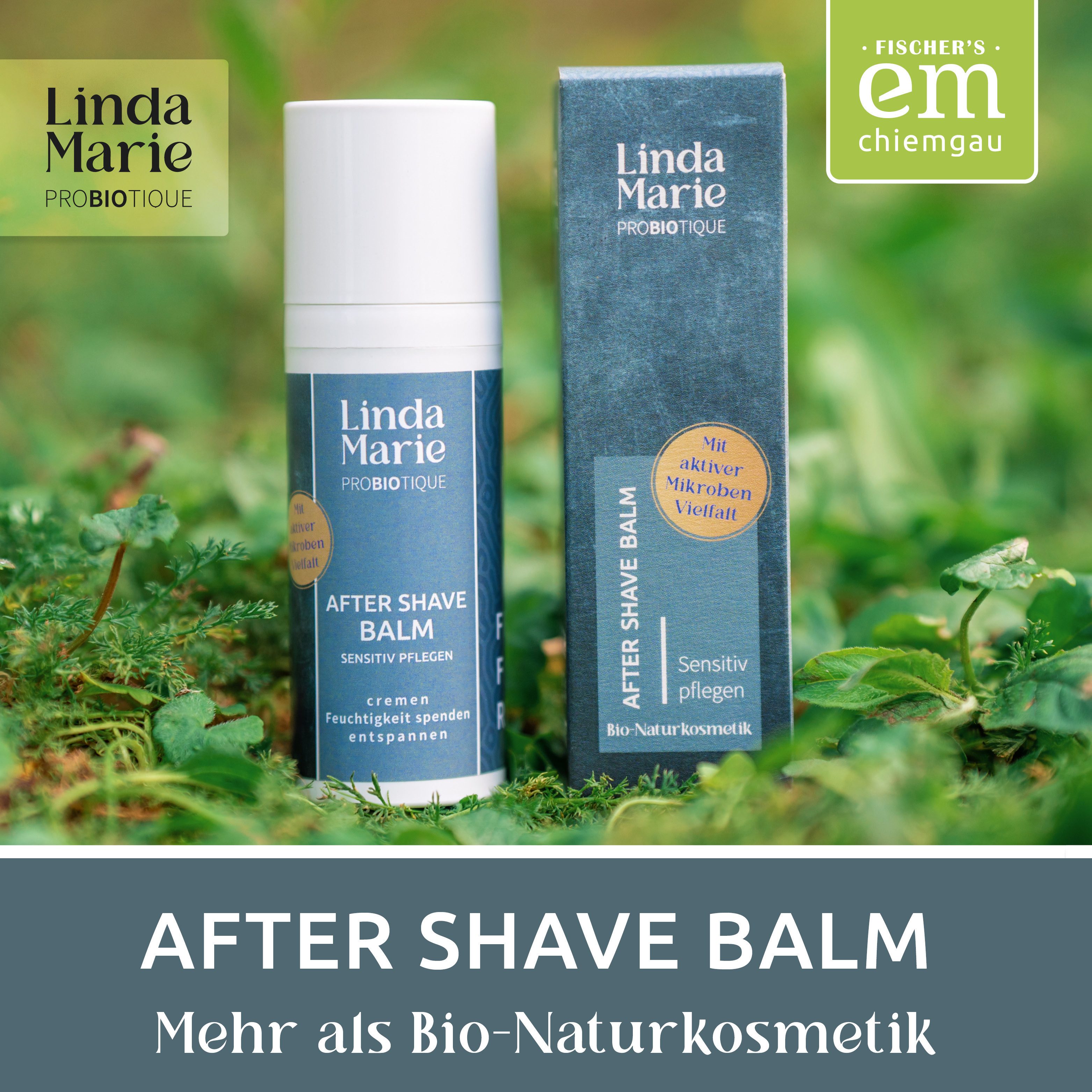 Fischer's EM-Chiemgau After-Shave Balsam Linda Marie Probiotique After Shave Balm, After Shave Balm Vegan mit Bio-Jojobaöl & Bio-Rosmarinextrak
