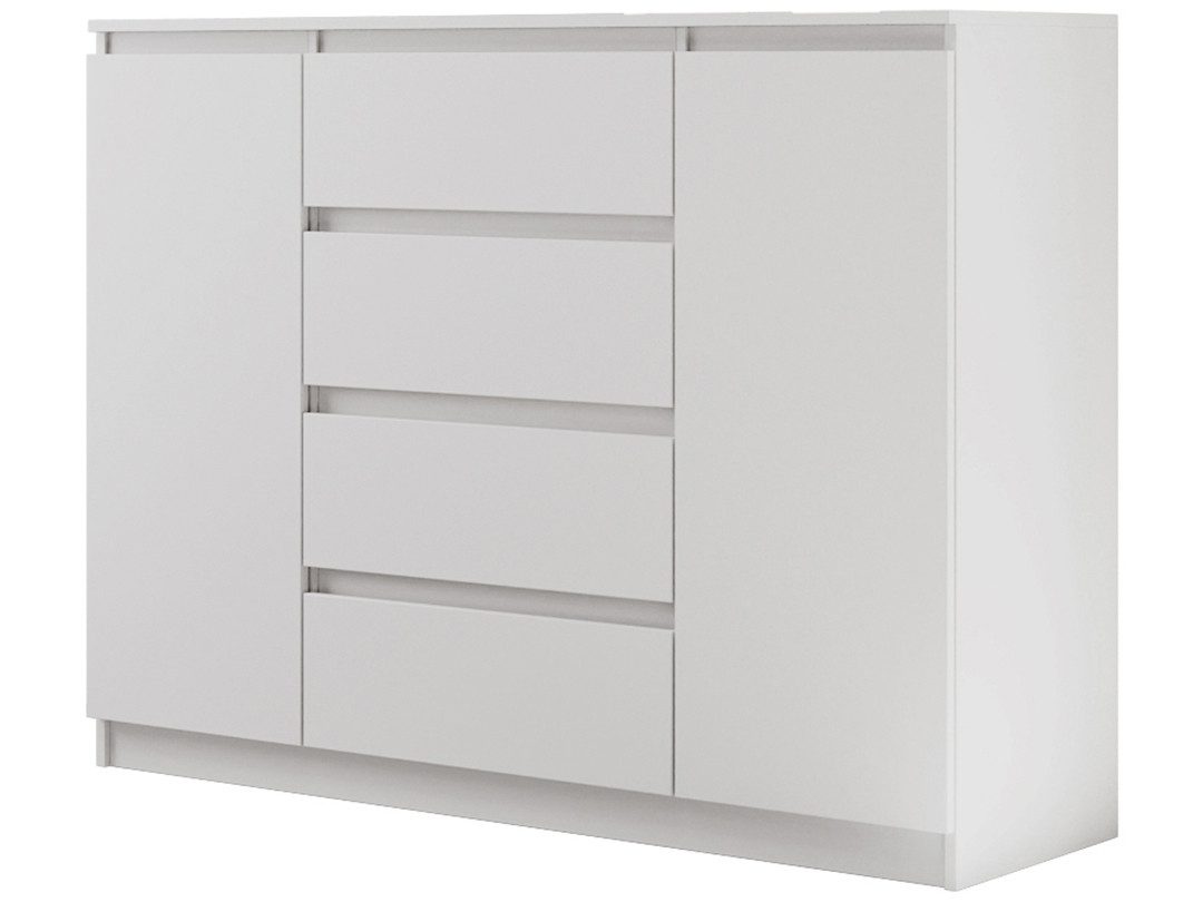 Beautysofa Kommode LEMON mit 4 Schubladen und 2 Türen (Kugelgelagerte Schubladenführungen, Weiß Modernes Sideboard), Breite: 120 cm oder 140 cm