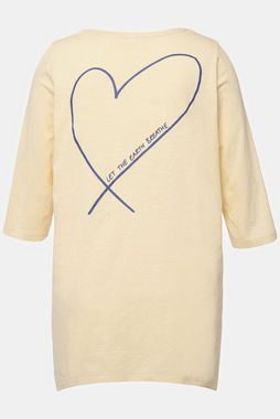 Ulla Popken Longshirt Shirt Herz Zipfelsaum Rundhals 3/4-Arm