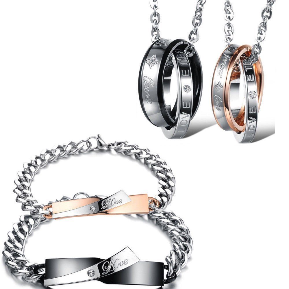 mit und Halsketten Armbänder Johanson Pärchen Schmuckset 4-tlg), Schmuckset Kim Endlose (Set, Liebe