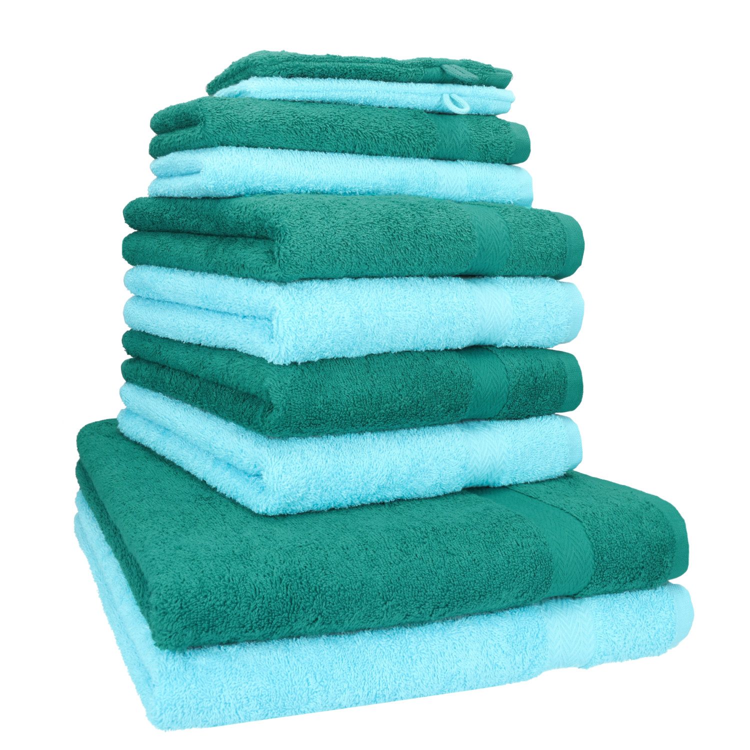 Betz Handtuch Set 10-TLG. Premium Farbe Smaragdgrün & Türkis, 100% Baumwoll günstig online kaufen