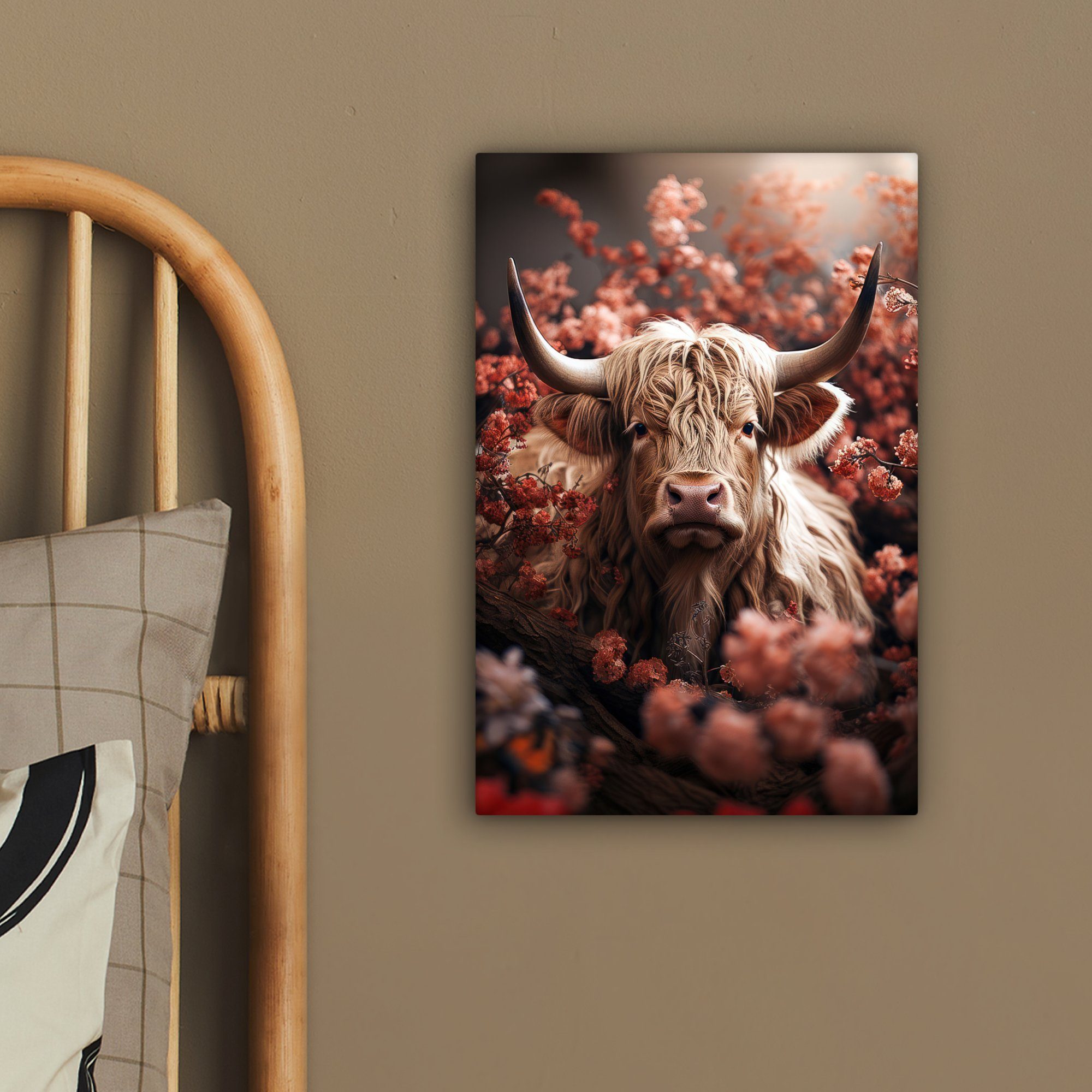 OneMillionCanvasses® Leinwandbild Schottische Highlander - Tier - Natur - Blumen - Botanisch, Fotodruck (1 St), Leinwand Bilder Klein, Wand Dekoration Aesthetic – Bild 4 von 5