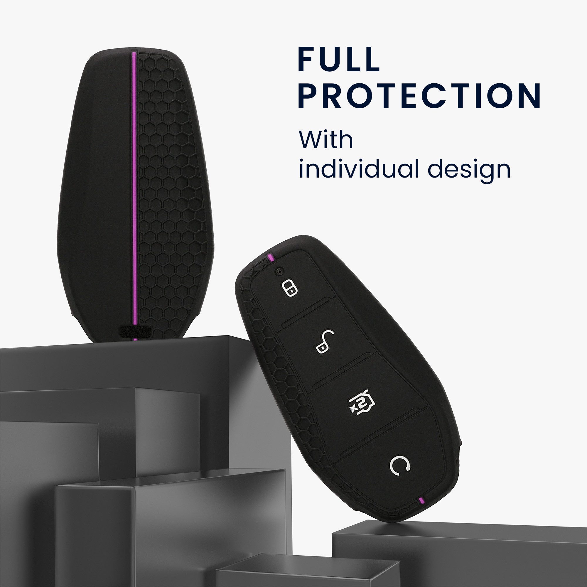 kwmobile Schlüsseltasche Autoschlüssel Silikon Hülle für BYD Atto 3 / Sealion / Han / Tang / (1-tlg), Schlüsselhülle aus Silikon - in Schwarz Violett