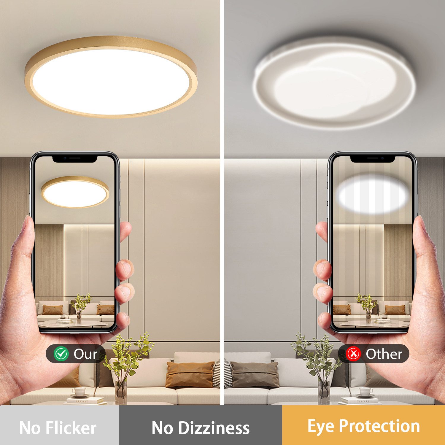 JDONG LED Deckenleuchte Flach Rund Ø23CM/30CM/40CM/50CM/60CM Deckenlampe, Rund Flach, 4000K Neutralweiß, Lamp für Wohnzimmer Schlafzimmer Küche Balkon Büro Flur